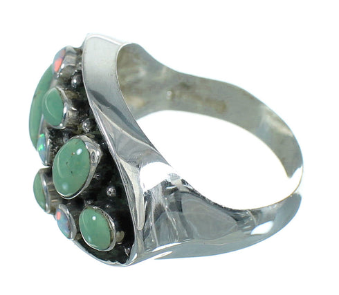 Genuine Sterling Silver Turquoise And Opal Southwestern Jewelry Ring Size 7-3/4 YX68900
